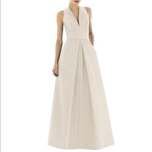 V-Neck Dupioni Evening Gown